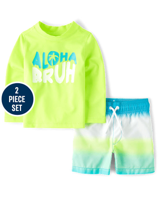Baby And Toddler Boys Aloha Bruh Rashguard Swimsuit