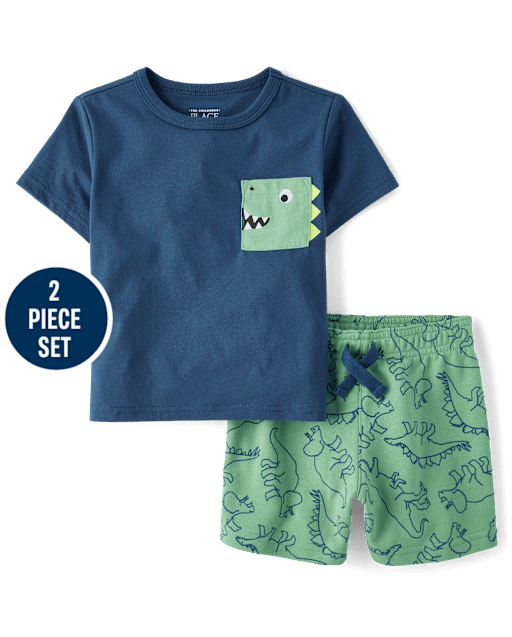 Baby And Toddler Boys Dino 2-Piece Outfit Set