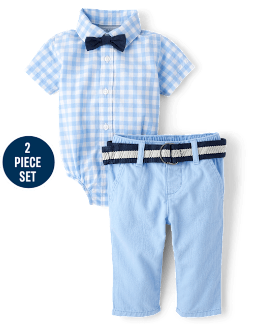 Baby Boys Dad And Me Gingham Poplin 2-Piece Outfit Set