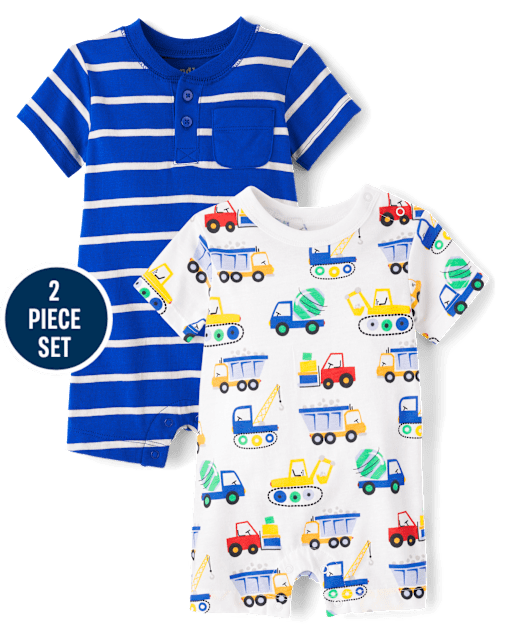 Baby Boys Construction Romper 2-Pack