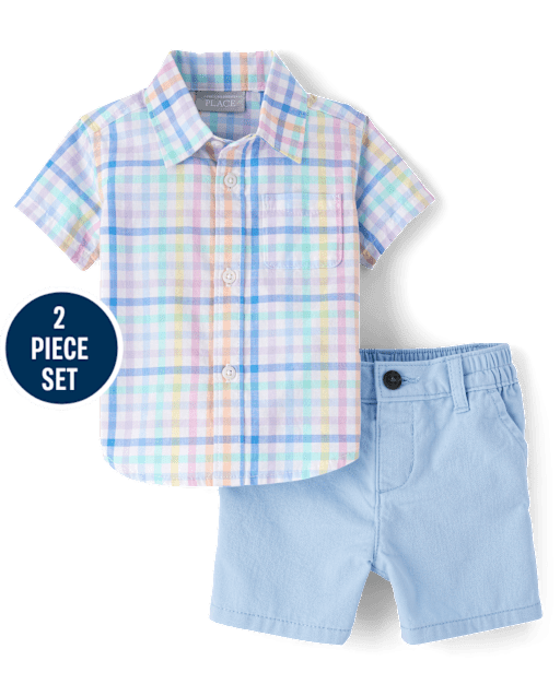 Baby Boys Dad And Me Gingham Poplin 2-Piece Outfit Set