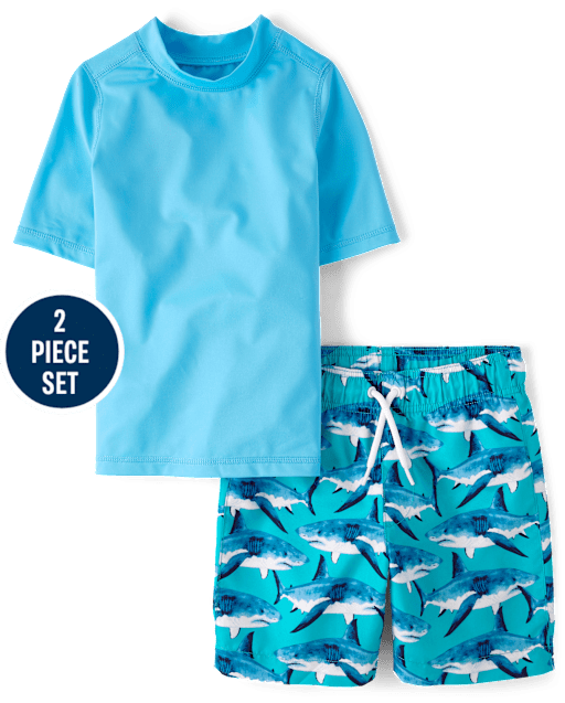 Boys Print Rashguard Swimsuit