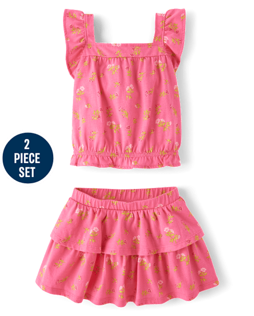 Toddler Girls Floral Flutter 2-Piece Outfit Set