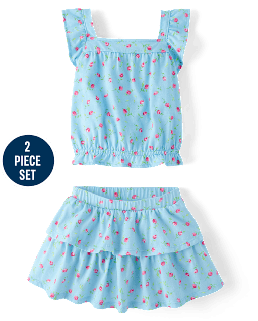 Toddler Girls Floral Flutter 2-Piece Outfit Set