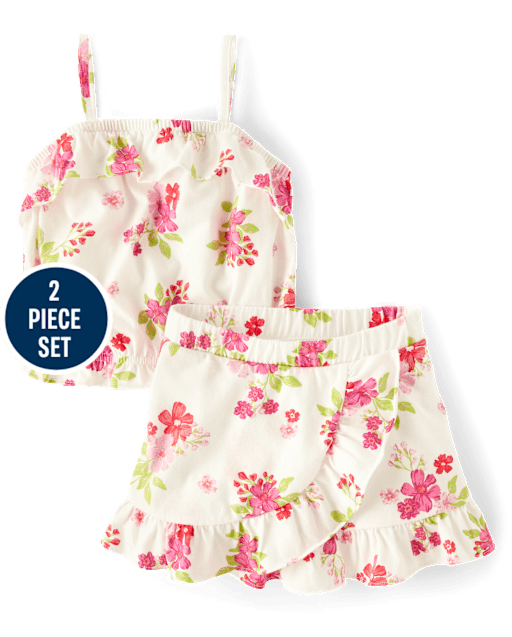 Toddler Girls Floral Ruffle 2-Piece Outfit Set