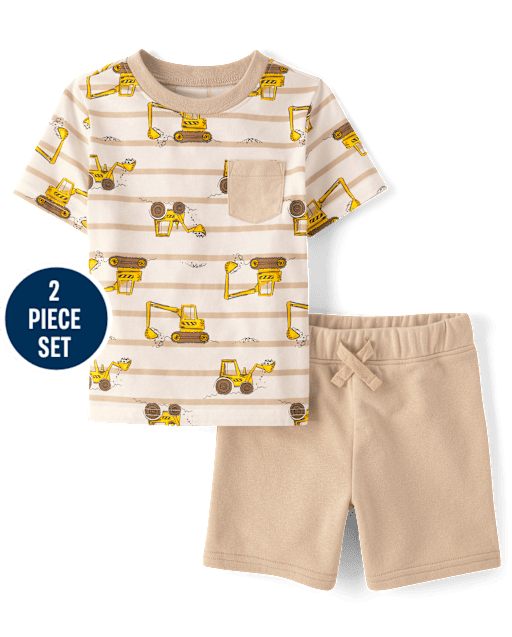 Baby And Toddler Boys Construction 2-Piece Outfit Set