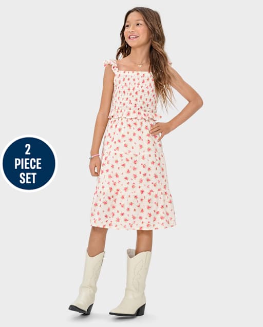 Girls Floral Tiered 2-Piece Outfit Set
