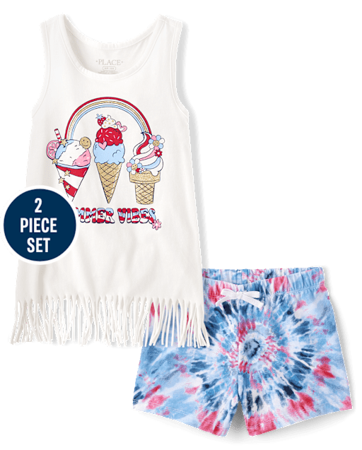 Girls Americana Summer 2-Piece Outfit Set