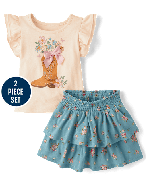 Toddler Girls Cowgirl Boot 2-Piece Outfit Set