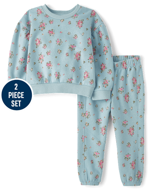 Toddler Girls Print Fleece 2-Piece Outfit Set
