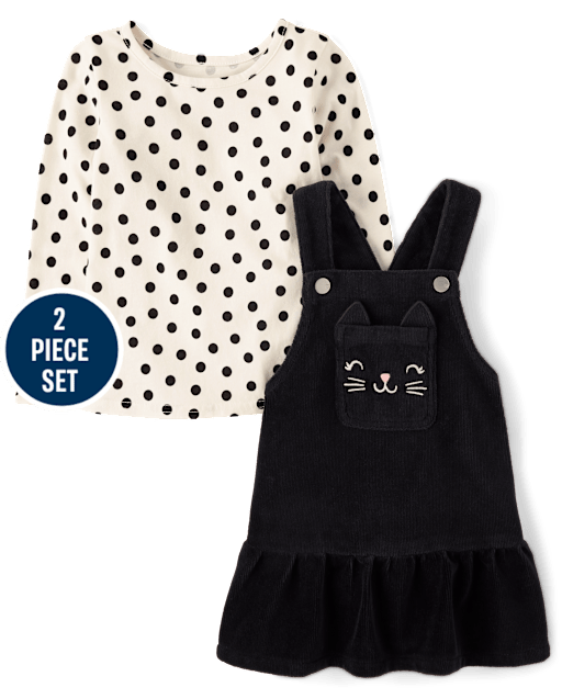Toddler Girls Cat Skirtall 2-Piece Outfit Set