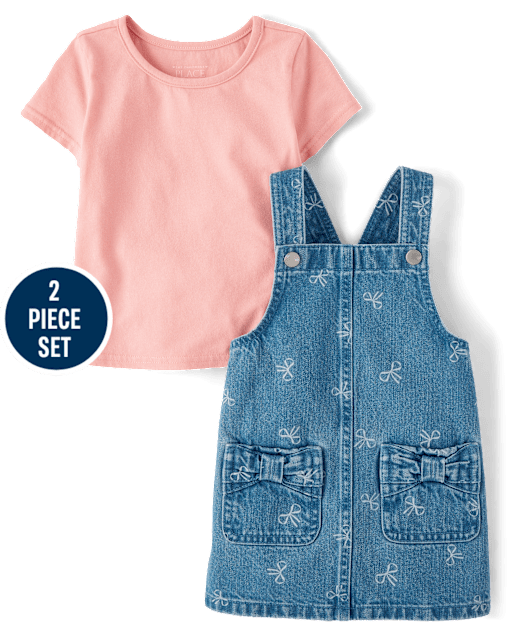 Toddler Girls Bow Skirtall 2-Piece Outfit Set