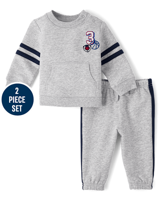 Baby Boys Embroidered Varsity Premium Fleece 2-Piece Playwear Set