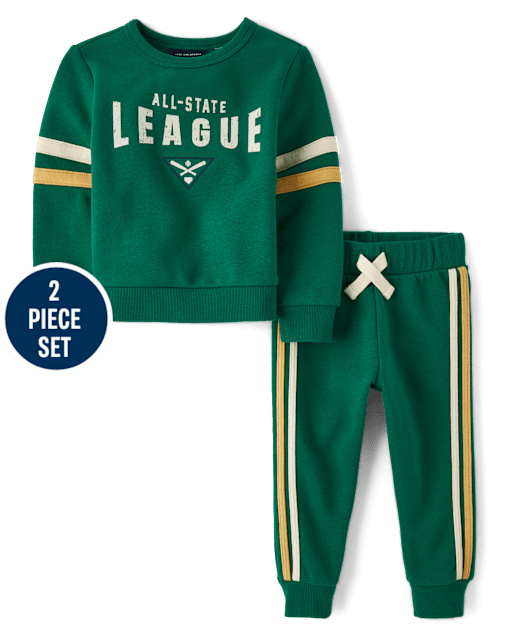Baby And Toddler Boys Applique Varsity Premium Fleece 2-Piece Outfit Set