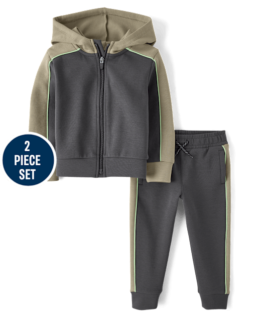 Baby And Toddler Boys Colorblock Scuba 2-Piece Outfit Set