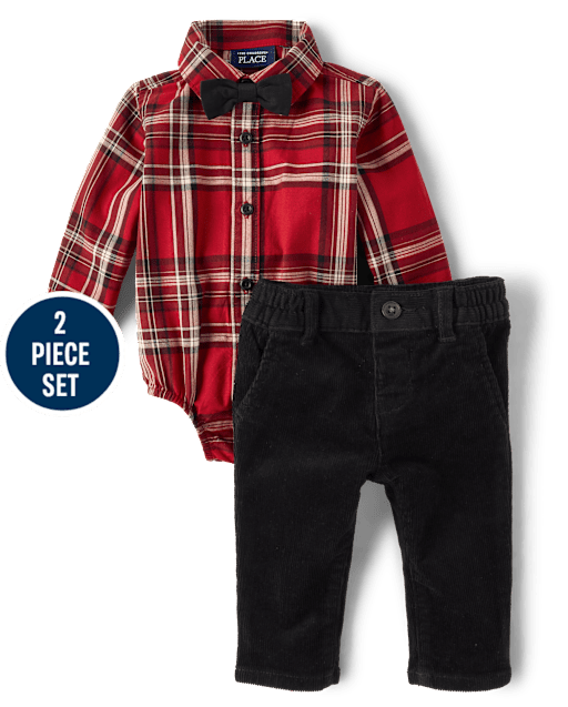 Baby Boys Matching Family Plaid 2-Piece Outfit Set