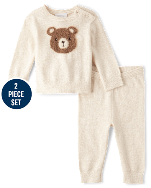 Baby Boys Intarsia Bear Sweater 2-Piece Playwear Set