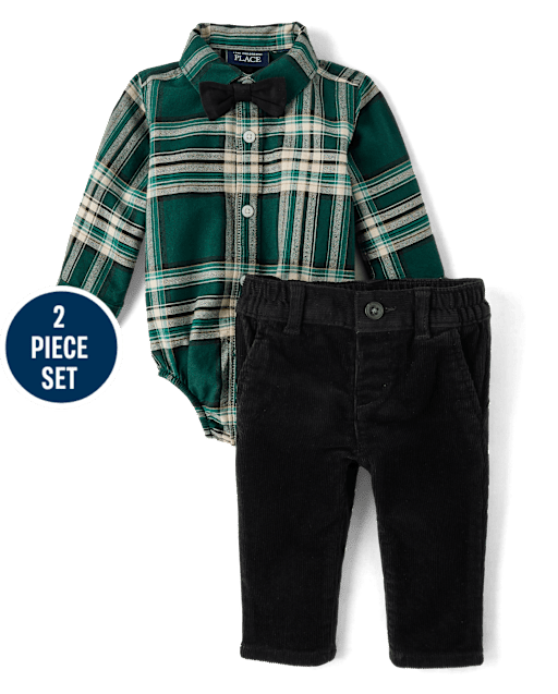 Baby Boys Matching Family Plaid 2-Piece Outfit Set