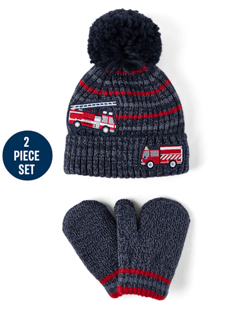 Ensemble 2 pièces pour temps froid avec camion de pompiers pour tout-petits garçons