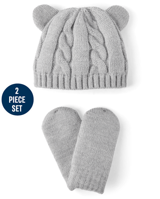 Baby Boys Bear Cable Knit 2-Piece Cold Weather Set