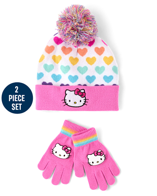 Girls Hello KittyÂ® Rainbow Heart 2-Piece Cold Weather Set