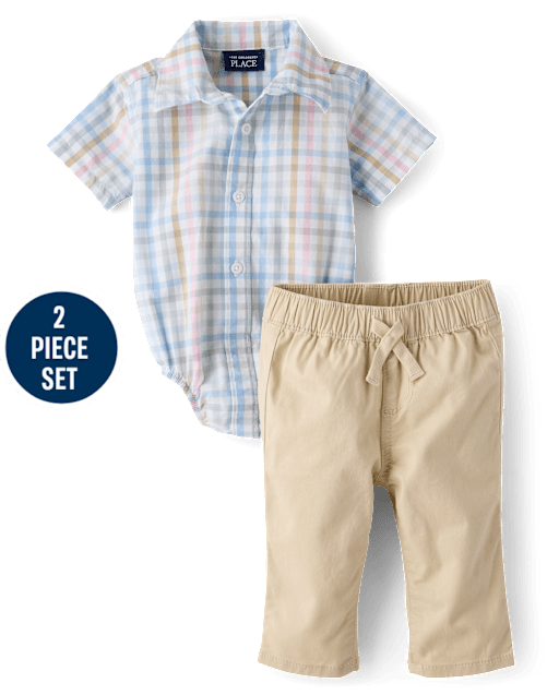 Baby Boys Dad And Me Gingham 2-Piece Outfit Set
