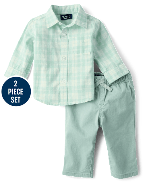 Baby Boys Plaid 2-Piece Outfit Set