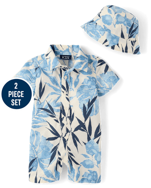 Baby Boys Tropical Romper 2-Piece Outfit Set