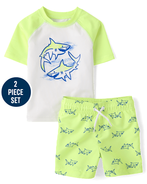Baby And Toddler Boys Print Rashguard 2-Piece Swimsuit