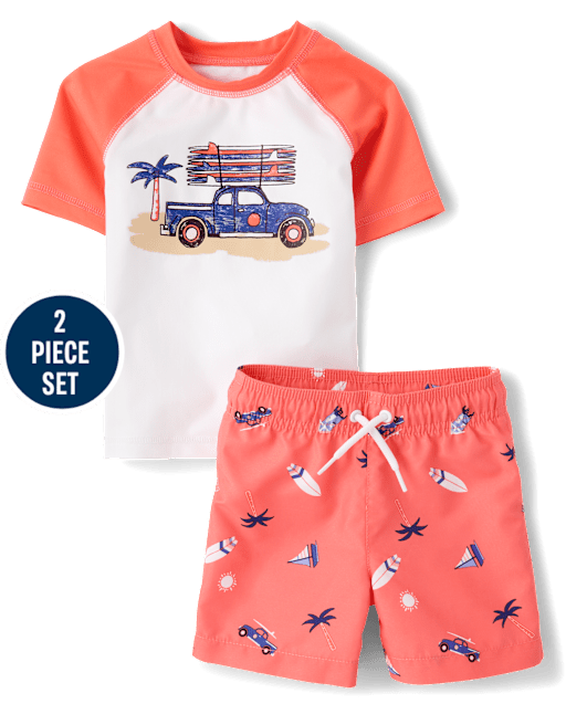 Baby And Toddler Boys Print Rashguard 2-Piece Swimsuit