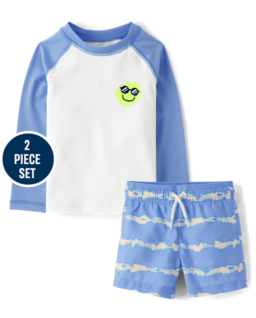 Baby And Toddler Boys Happy Face Rashguard Swim Set