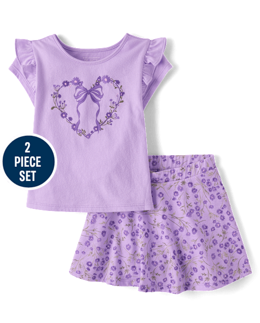 Ensemble 2 pièces fleuri pour petites filles