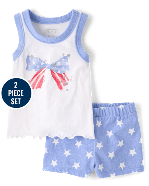 Toddler Girls Glitter Americana 2-Piece Outfit Set