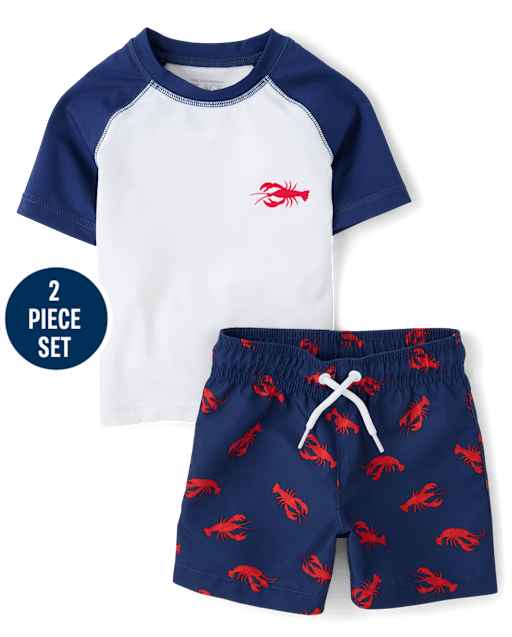 Baby And Toddler Boys Graphic Rashguard 2-Piece Swimsuit