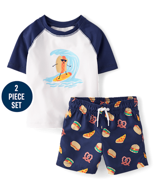 Baby And Toddler Boys Graphic Rashguard 2-Piece Swimsuit