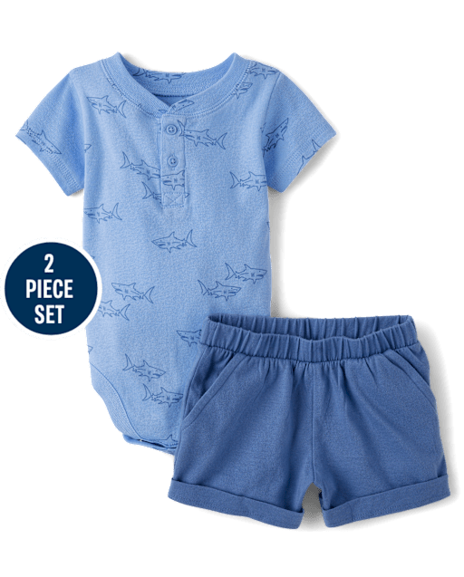 Baby Boys Shark 2-Piece Playwear Set