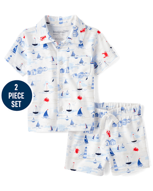 Ensemble 2 pièces Papa et Moi pour bébé garçon, style côtier
