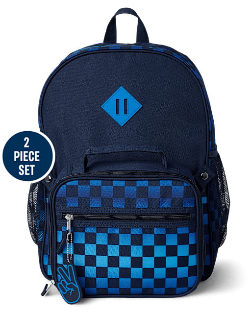 Boys Checkered Backpack 2-Piece Set