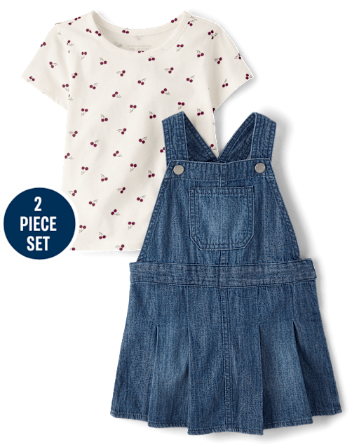 Toddler Girls Cherry Skirtall 2-Piece Outfit Set