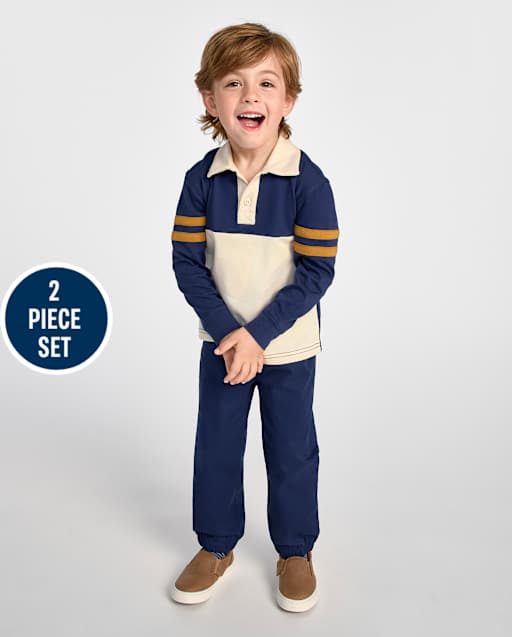 Baby And Toddler Boys Colorblock Varsity 2-Piece Outfit Set