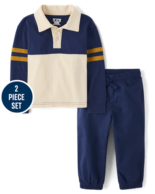 Baby And Toddler Boys Colorblock Varsity 2-Piece Outfit Set