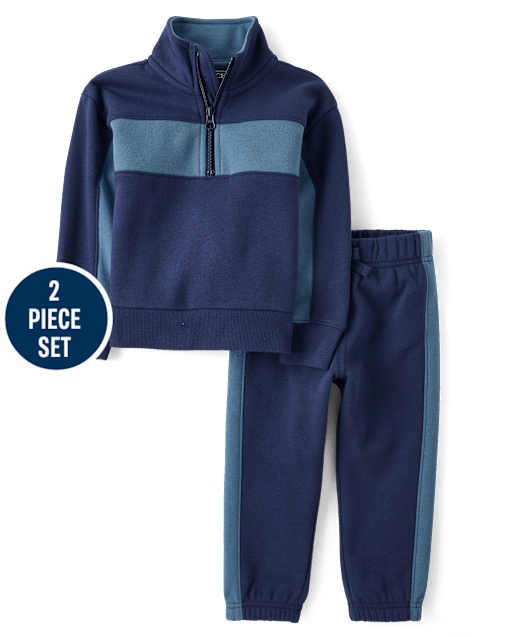 Baby And Toddler Boys Colorblock Premium Fleece 2-Piece Outfit Set