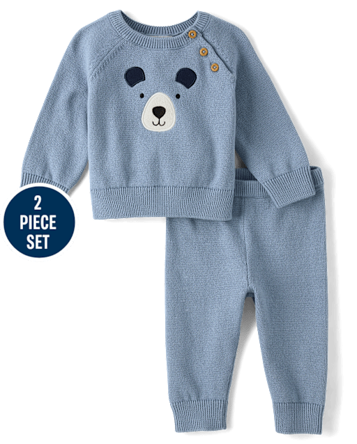 Baby Boys Applique Bear 2-Piece Outfit Set