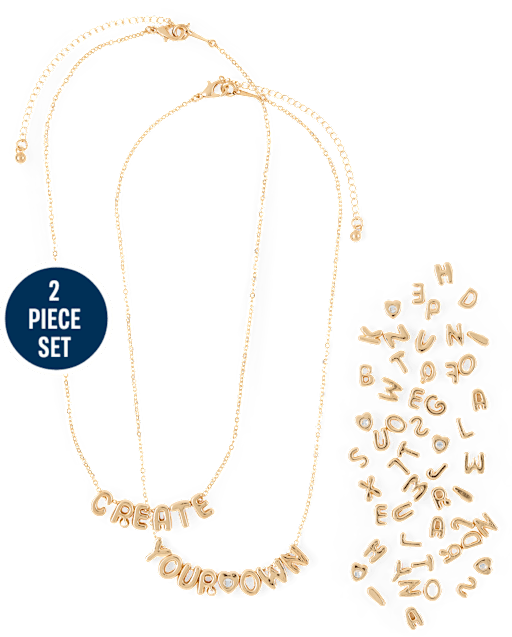 Girls DIY Letter Charm Necklace Set