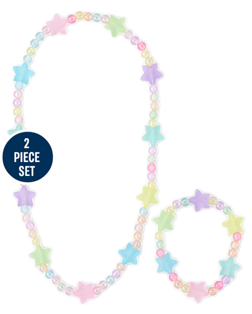 Ensemble de bijoux 2 pièces pour filles avec perles en forme d'étoile