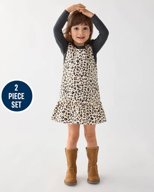 Toddler Girls Leopard Jumper 2-Piece Outfit Set