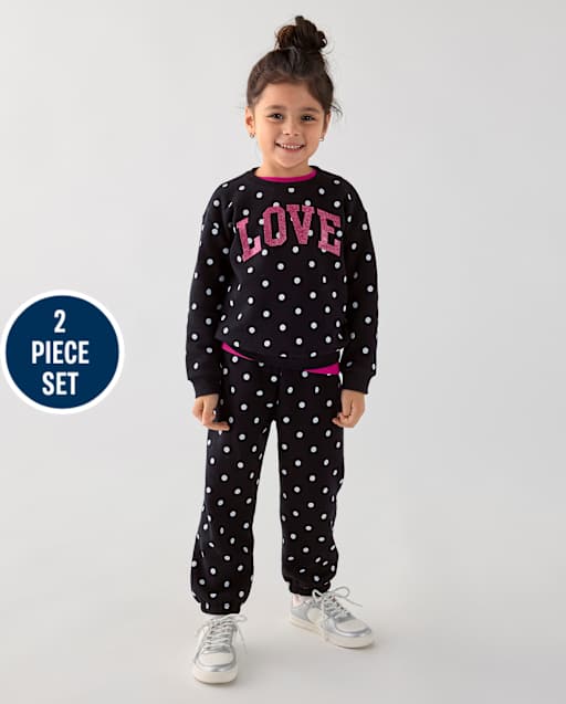 Toddler Girls Embellished Premium Fleece 2-Piece Outfit Set