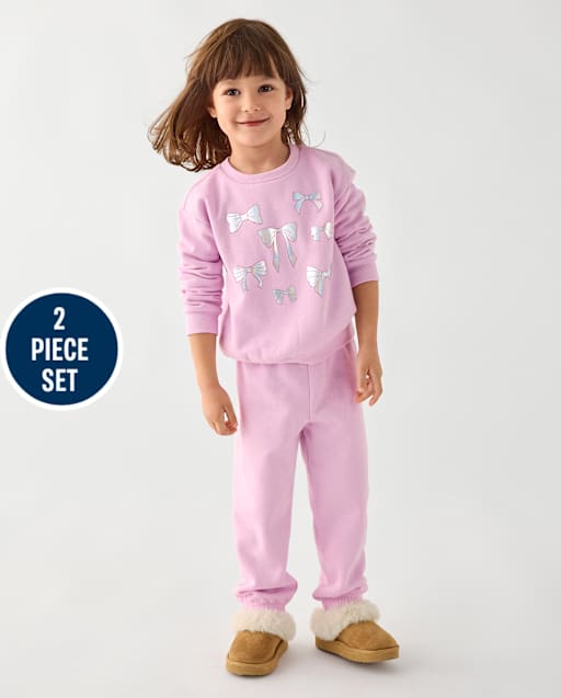 Toddler Girls Embellished Premium Fleece 2-Piece Outfit Set