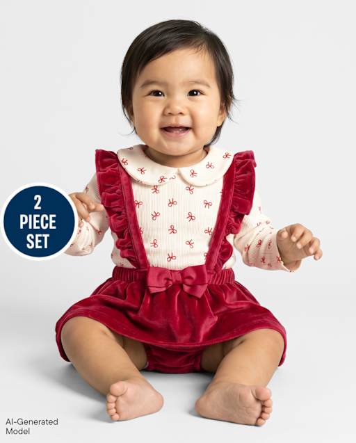 Baby Girls Bow Bubble Skirt 2-Piece Playwear Set