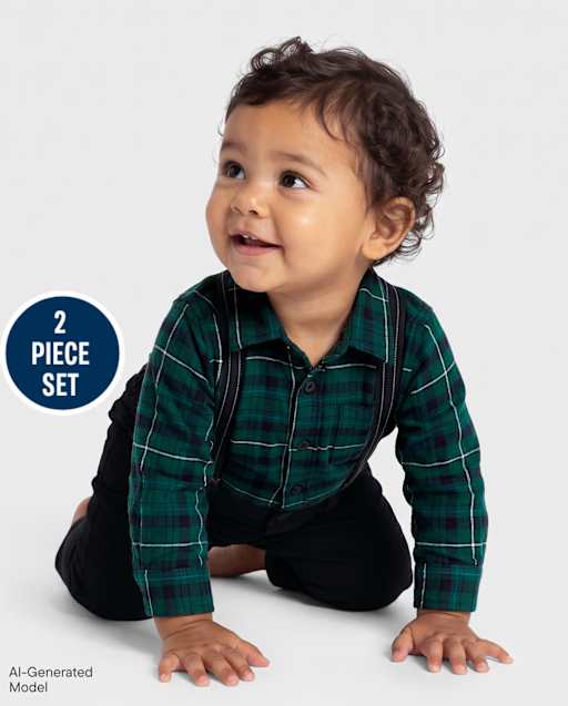 Baby Boys Dad And Me Plaid 2-Piece Outfit Set